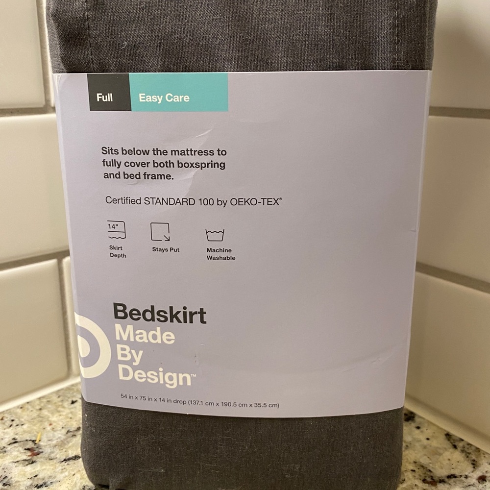 Target bedskirt, made by design brand, size full, flat gray color, new